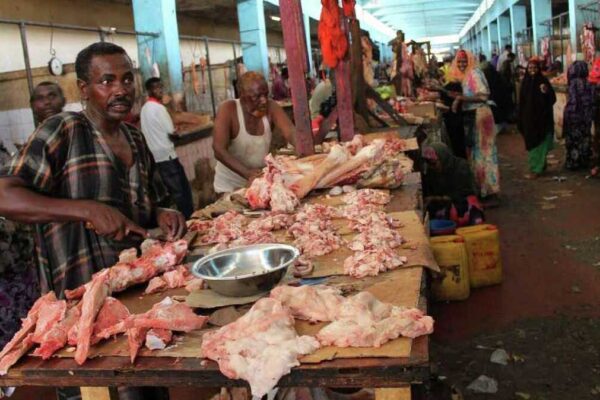 A meat stall in a market