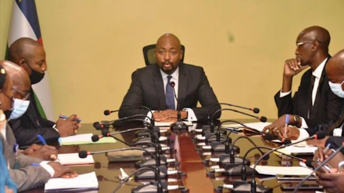 Central African Minister of Finance Hervé Ndoba chairing a session of the CNEF