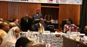 Cameroonian Finance Minister Louis Paul Motaze (centre), presiding over the Pagfi 3 launching ceremony