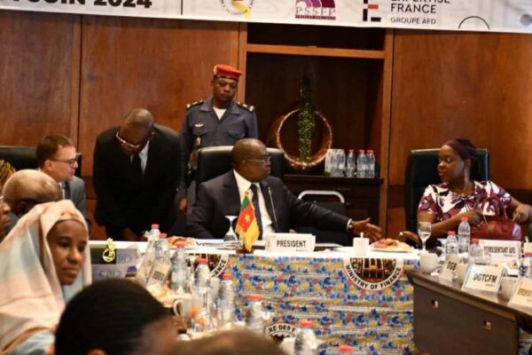 Cameroonian Finance Minister Louis Paul Motaze (centre), presiding over the Pagfi 3 launching ceremony