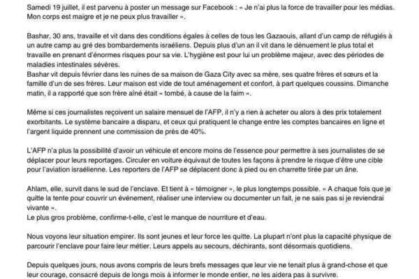 Sans Intervention Immediate Les Derniers Reporters De Gaza Vont Mourir